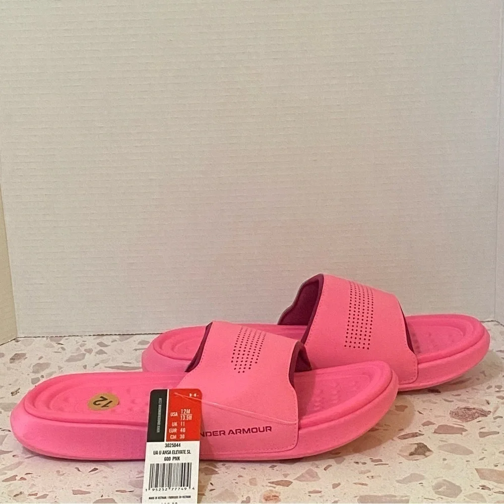 Under‎ Armour UA Unisex Size M12 W13.5 Ansa Elevate Slides Sandals in Pink